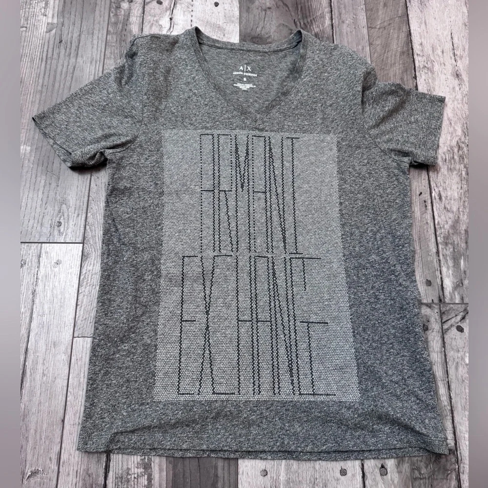 Armani Exchange A|X Men's V-Neck Gray Tee Fitted T-Shirt Small